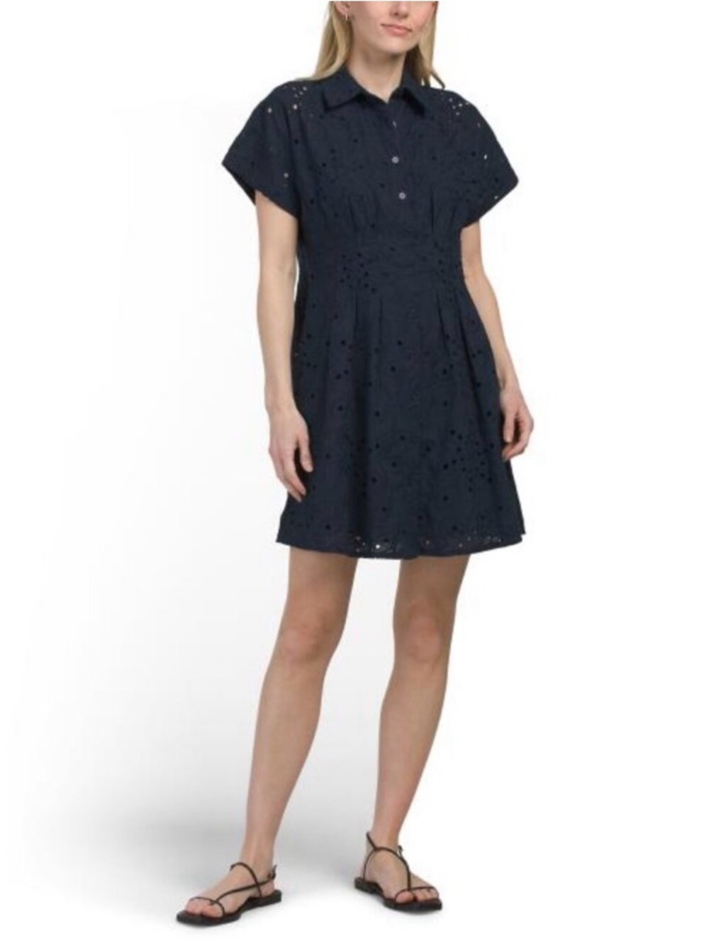 Donna Morgan | Navy Eyelet Shirt Dress